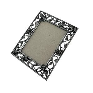 Vintage Metal 3x4 frame picture framing ornate silver baroque scrolling French